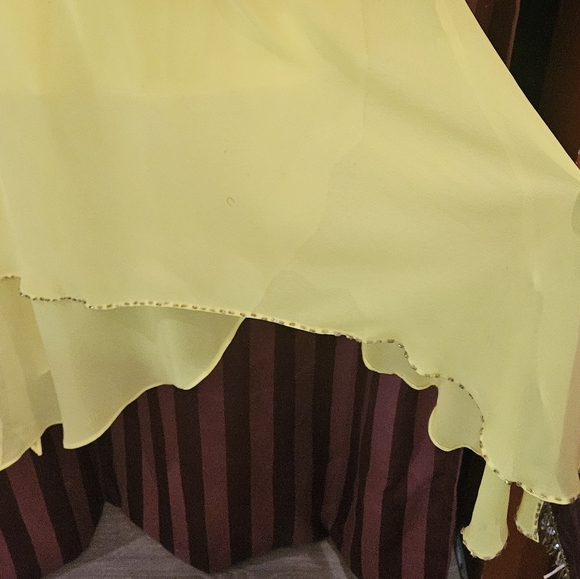 Women's Yellow Chiffon dress, Size Small. Beaded Detail. Asymmetrical Hem - Picture 6 of 6